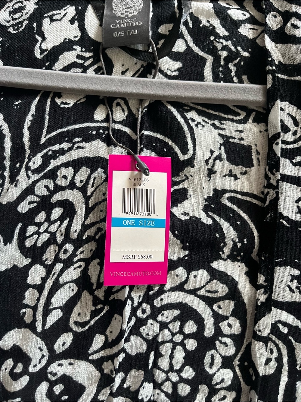 Vince Camuto Lace-Trim Black and White Kimono Wrap OSFM - Picture 2 of 15